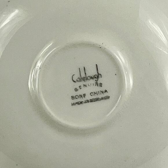 Colclough England Genuine Bone China Teacup Saucer Set Black Gold Floral Pattern - Picture 13 of 16